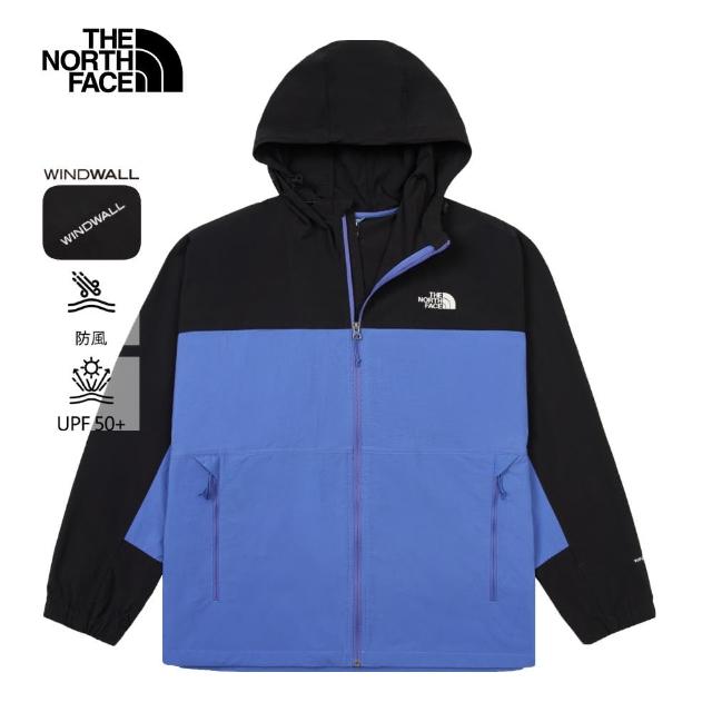 【The North Face 官方旗艦】北面男款藍色WindWall防風連帽防風外套｜8BWK5H2