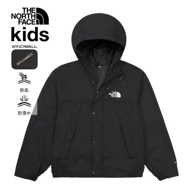 【The North Face 官方旗艦】北面兒童黑色DWR防潑水防風外套｜8B80JK3