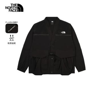 【The North Face 官方旗艦】北面UE男款黑色吸濕排汗長袖襯衫｜8CJQJK3(排汗衫)
