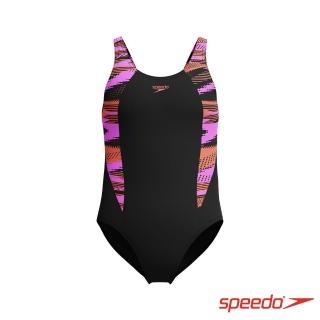 【SPEEDO】女孩 運動連身泳裝HyperBoom Splice(黑/紫/橘)