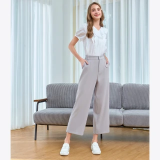 【H2O】浪漫荷葉上衣(#5675008 短袖上衣、荷葉領 米白色/淺綠色)