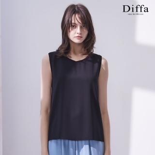 【Diffa】速乾異素材拼接背心上衣-女