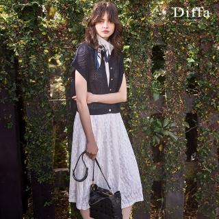 【Diffa】典雅蕾絲鬆緊腰長寬裙-女