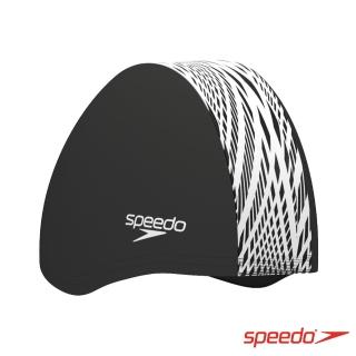 【SPEEDO】成人尼龍抗氯泳帽 Boom End+(黑/線條白)