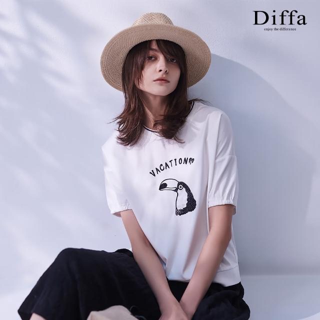 【Diffa】大嘴鳥亮片繡涼感針織衫-女