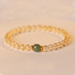 【MoonDy】黃水晶手串 天然水晶 水晶串珠 氣質手鍊 手鍊 手串 百搭飾品 招財手鍊 本命年 和田玉 男女款