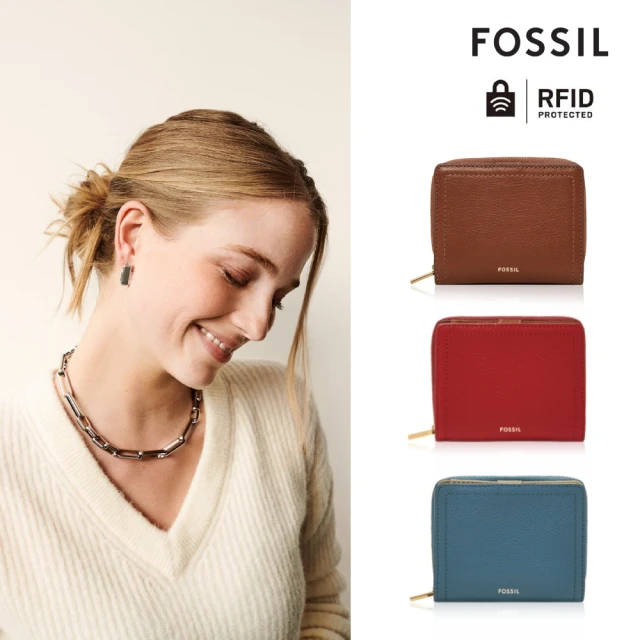 【FOSSIL 官方旗艦館】Logan 迷你多功能真皮RFID防盜短夾  出國必備(多色可選)
