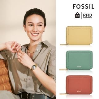 【FOSSIL 官方旗艦館】Logan 真皮拉鍊RFID防盜卡夾(多色可選)