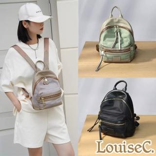 【LouiseC.】真皮 Tree House 韓國水洗防水布小牛皮圓弧後揹包-3色(真皮包包 CC16016)