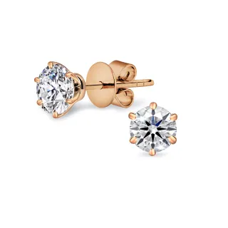 【King Star】GIA 100分18K Dcolor 天然鑽石 耳環 永恆 玫瑰金(3EX 八心八箭 / 經典六爪款)