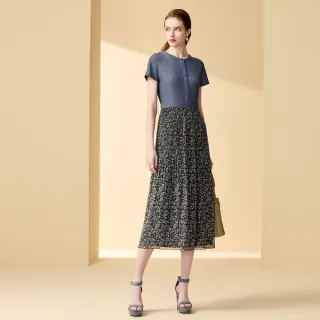 【Master Max】天絲棉拼接雪紡碎花短袖長洋(8511004)