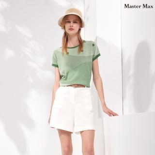 【Master Max】設計感點點條紋相間短袖針織上衣(8418020)