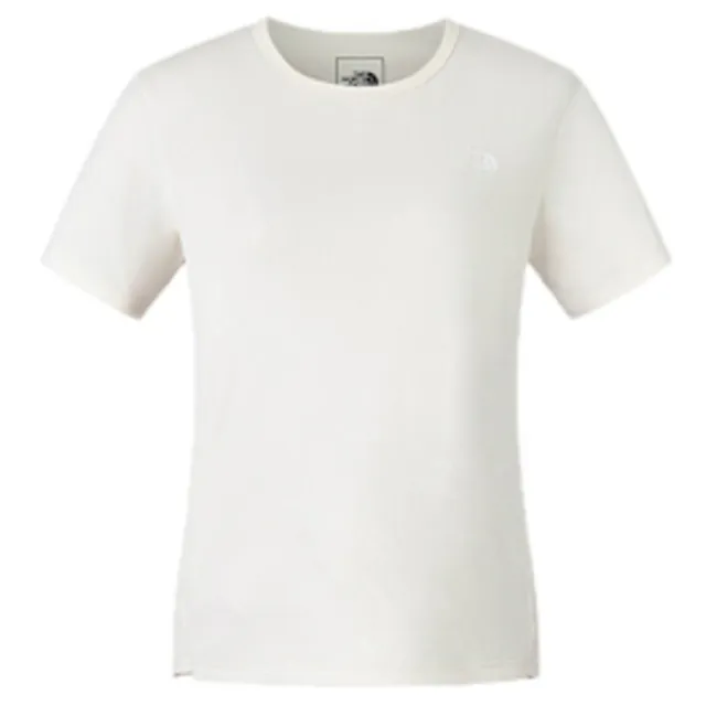 【The North Face】北臉 短袖上衣 女 訓練 慢跑 速乾 防曬 亞規 W SUN CHASE LOGO SS 米白 NF0A8CYXQLI
