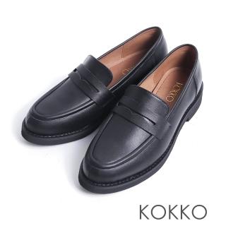 【KOKKO】復古英倫風輕量化樂福鞋(黑色)