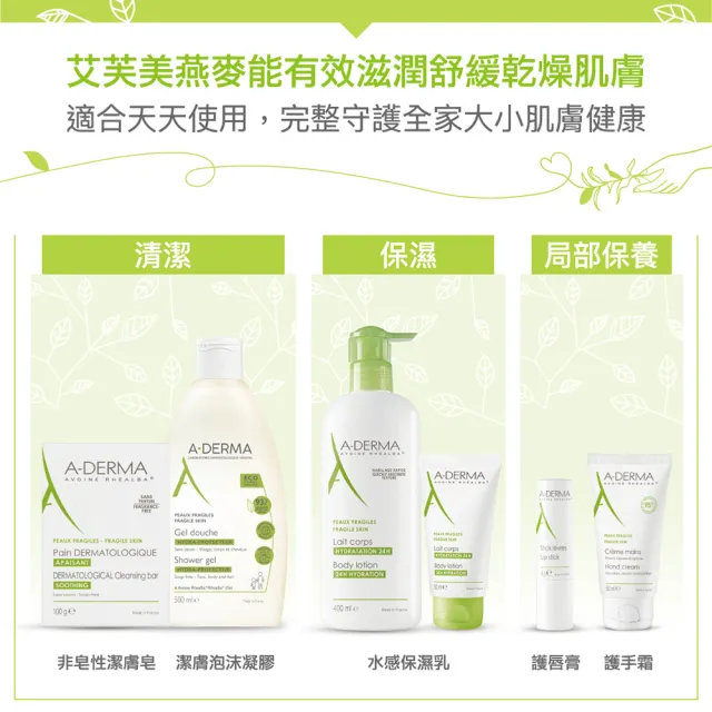 【A-DERMA 艾芙美】官方直營 燕麥超水感保濕身體乳400ml