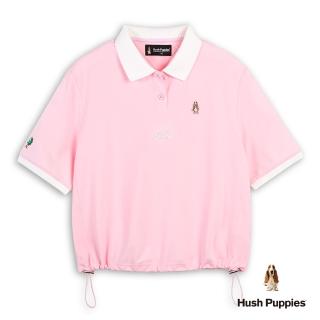 【Hush Puppies】女裝 POLO衫 Q版H CLUB刺繡小狗寬版POLO衫(淺粉紅 / 53201103)