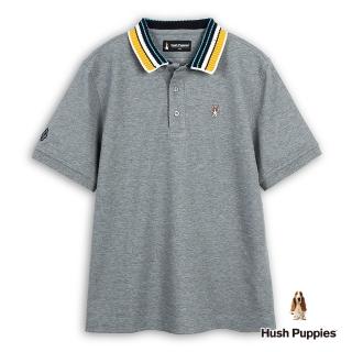 【Hush Puppies】男裝 POLO衫 配色毛織領小狗涼感POLO衫(麻灰 / 53101108)