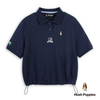 【Hush Puppies】女裝 POLO衫 Q版H CLUB刺繡小狗寬版POLO衫(丈青 / 53201103)