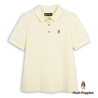 【Hush Puppies】女裝 POLO衫 素雅袖打摺刺繡小狗POLO衫(淺黃 / 53201104)