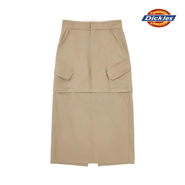 【Dickies】女款沙色內腰Logo印花拉鍊可拆式設計長裙｜DK0A887LCH1