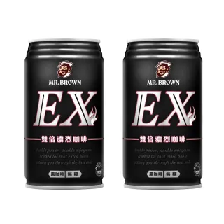 【金車/伯朗】EX雙倍黑咖啡無糖x2箱(330ml-24罐/箱)(TQF微笑標章)