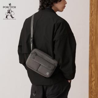 【PORTER INTERNATIONAL】粗曠質感CAP雙層斜揹包S(靜謐灰)
