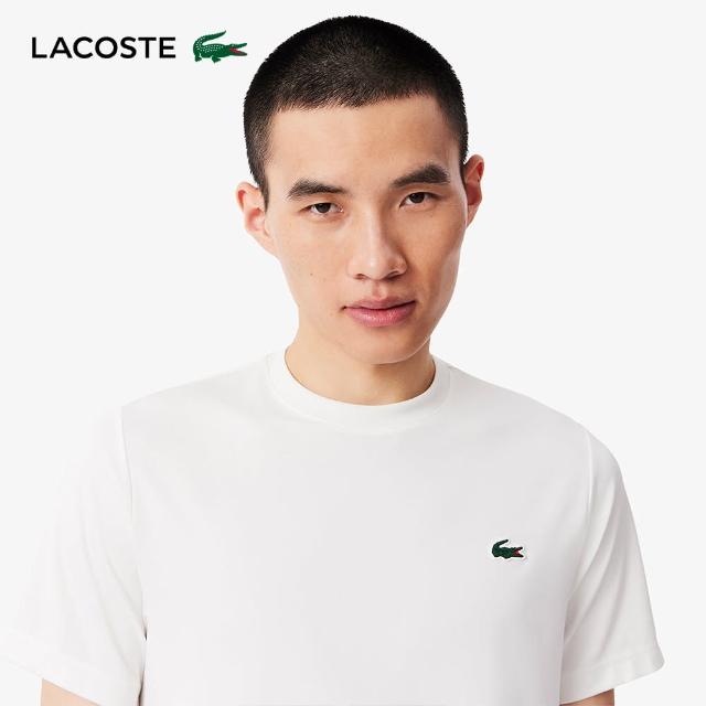 【LACOSTE】男裝-防紫外線輕彈性運動短袖T恤(白色)