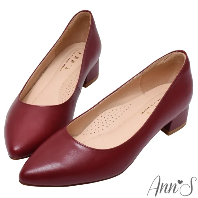 【Ann’S】高個子女孩&跟鞋初學者-素面頂級綿羊皮低跟包鞋3cm(紅)