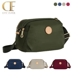 【CITY FLYER】城市旅者防潑水尼龍布包雙格斜背小包(防水包 卡其/綠/藍/紅)