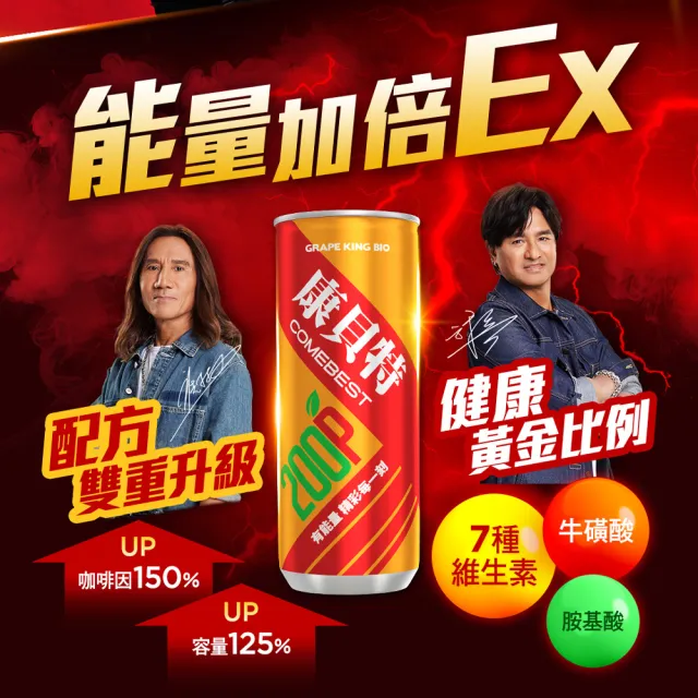 【葡萄王】康貝特200P EX 24瓶(動力火車推薦 7種維他命 胺基酸 牛磺酸)  (TQF微笑標章)