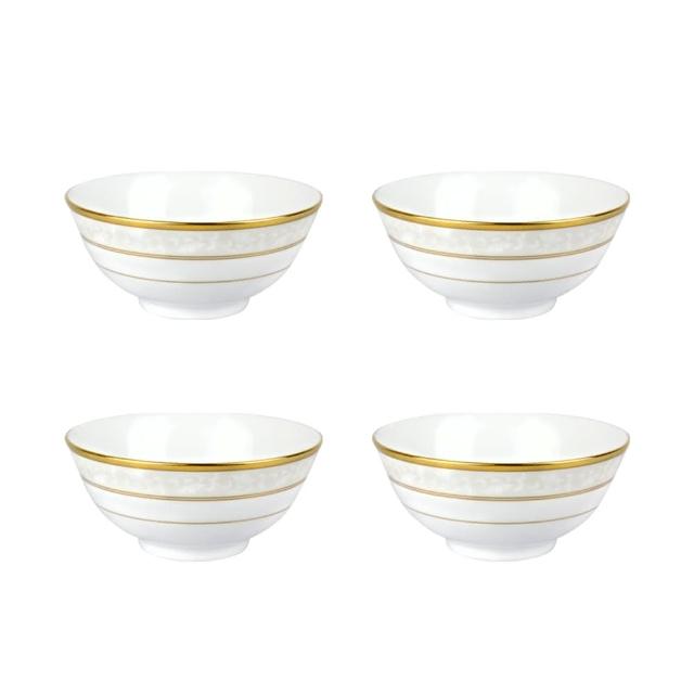 【NORITAKE】經典雅致白瓷金邊/銀邊飯碗-12CM(4件組)