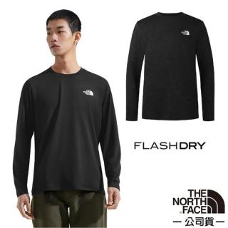 【The North Face】男 FLASHDRY 吸濕透氣排汗長袖圓領T恤.休閒套頭衫.運動上衣(8DG5-JK3 宇宙黑)