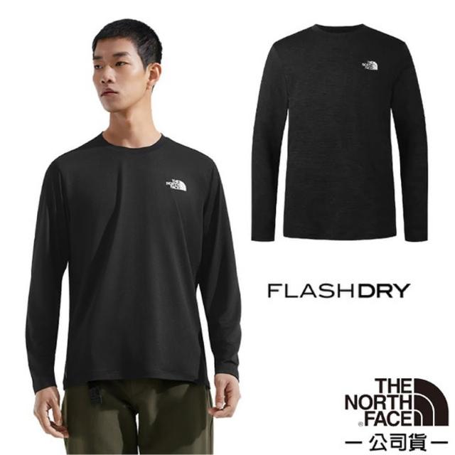 【The North Face】男 FLASHDRY 吸濕透氣排汗長袖圓領T恤.休閒套頭衫.運動上衣(8DG5-JK3 宇宙黑)