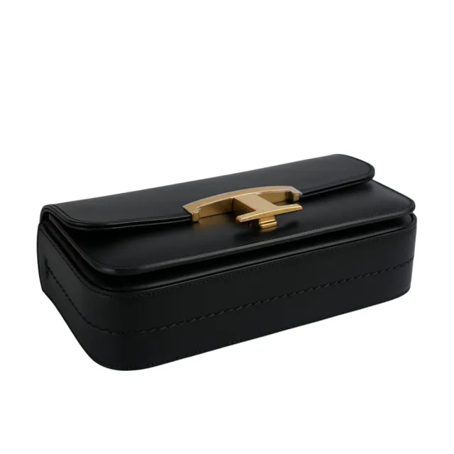 【TOD’S】T Timeless 光滑小牛皮翻蓋長型二用包(黑色)