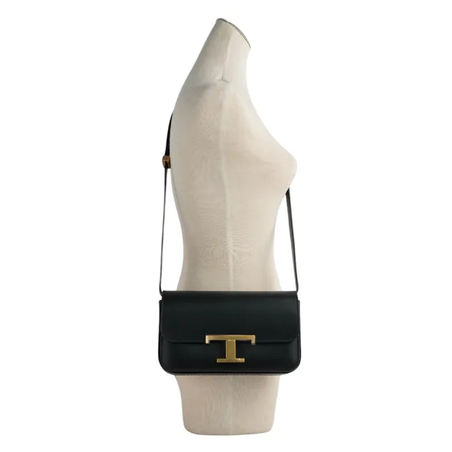 【TOD’S】T Timeless 光滑小牛皮翻蓋長型二用包(黑色)