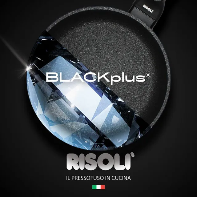 【RISOLI 里索利】黑鑽頂級1810系列不沾單柄深炒鍋28cm