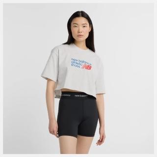 【NEW BALANCE】NB 短袖上衣 女 短版 美規 灰白 WT51908AHH(S2095)