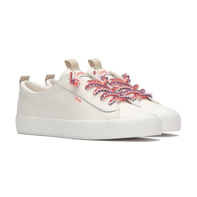 【Keds】KICKBACK LEATHER ROUND LACES 質感皮革撞色綁帶休閒鞋(WH68415)