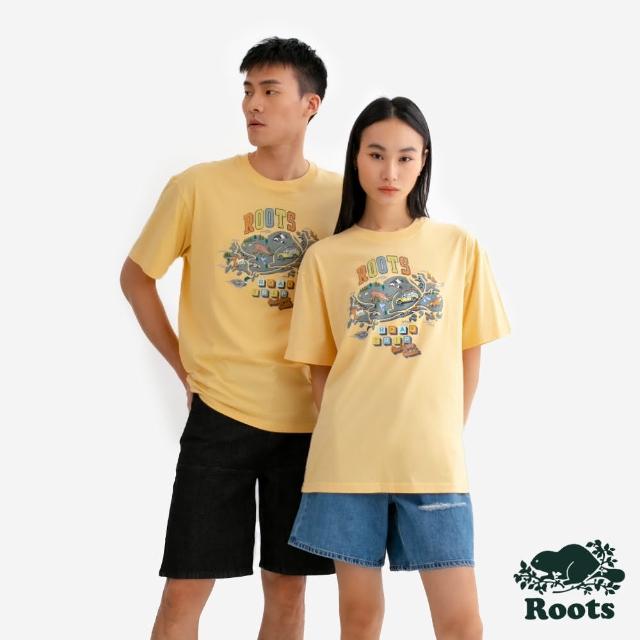 【Roots】Roots中性-GF  COOPER WORLD 短袖上衣(奶油黃)