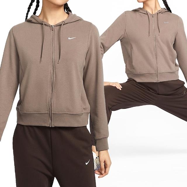 【NIKE 耐吉】One DF FZ Hoodie LBR 女款 棕色 毛圈布 休閒 運動 連帽 外套 FB5199-233