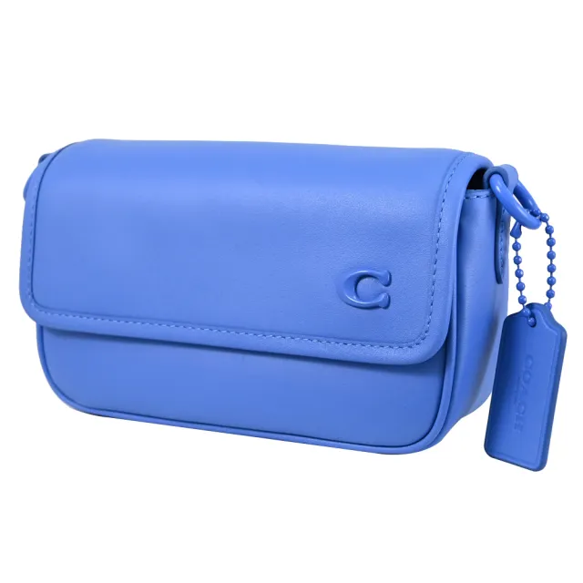 【COACH】Charter 18 經典C字LOGO寬背帶翻蓋小包兩用(藍)