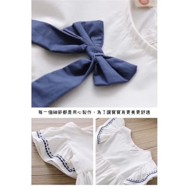 【安朵童舖】現貨韓版日系女童蝴蝶袖花邊連身裙公主裙子小洋裝蝴蝶結連身洋裝連衣裙(17)