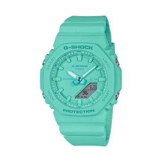 【CASIO 卡西歐】G-SHOCK Tone-on-Tone 亮眼綠松 八角 電子雙顯錶(GMA-P2100-2A)