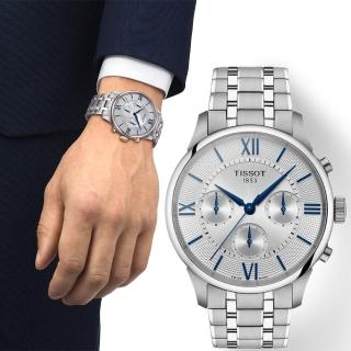 【TISSOT 天梭】官方授權 Chemin Des Tourelles 杜魯爾 計時機械錶 男錶-42mm(T1394621103800)