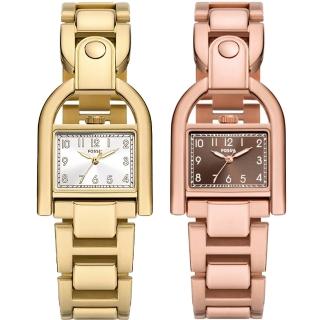 【FOSSIL】Harwell 鎖頭造型女錶 28MM 復古金/玫瑰金(ES5327／ES5328)