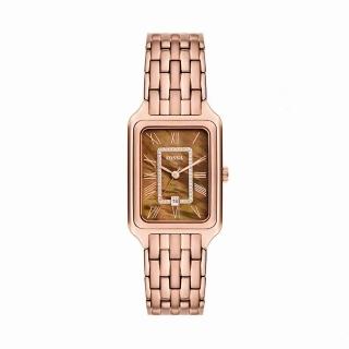 【FOSSIL】Raquel 復古女伶 棕影流光 羅馬數字女錶 玫瑰金 26MM(ES5323)
