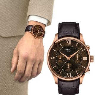 【TISSOT 天梭】官方授權 Chemin Des Tourelles 杜魯爾 計時機械錶 男錶-42mm(T1394623629800)