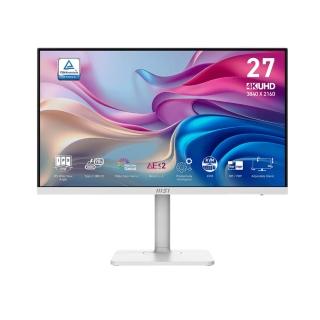 【MSI 微星】Modern MD272UPHW 27型 IPS 4K UHD 60Hz 美型螢幕-白(Type-C/內建喇叭/EyesErgo護眼)