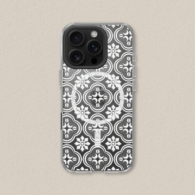 【RHINOSHIELD 犀牛盾】iPhone 15系列 Clear MagSafe兼容 磁吸透明手機殼/壓花玻璃-白色海棠(老屋顏)