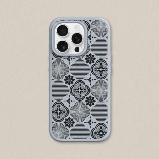 【RHINOSHIELD 犀牛盾】iPhone 15系列 SolidSuit MagSafe相容 磁吸手機殼/壓花玻璃-黑色海棠(老屋顏)
